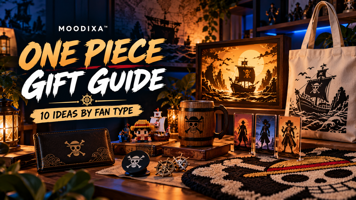 One Piece gift guide for anime fans by fan type from Moodixa