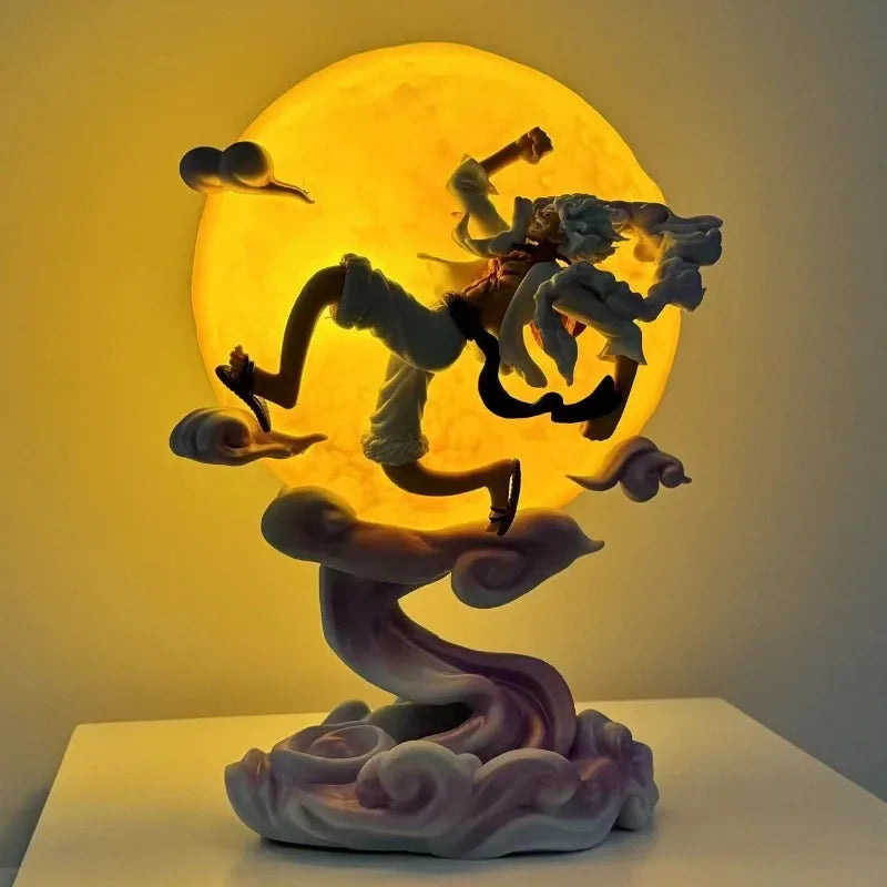 One Piece Gear 5 Nika Luffy Moon Light Figure – 28cm Anime LED Statue Decor 🌙