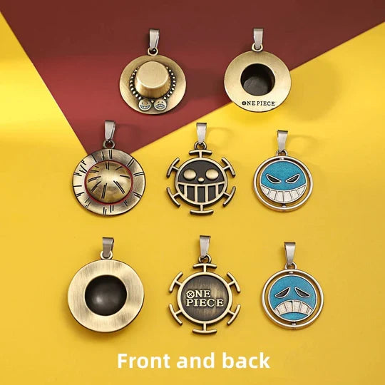 Luffy,Law,Ace 360° Rotatable Necklace And Pin