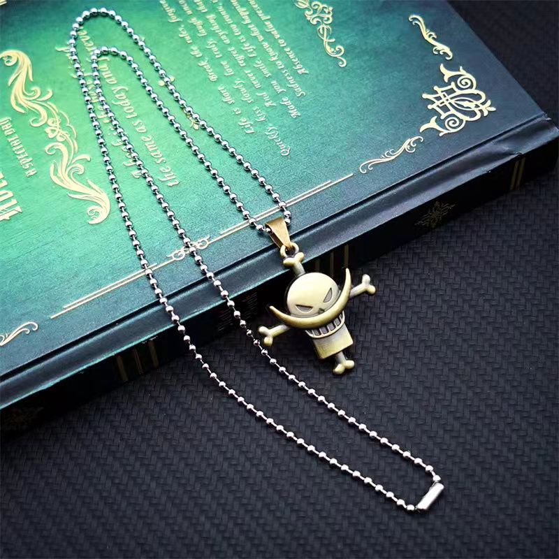 Sir Crocodile Gold Hook & Whitebeard Pirates Titanium Steel Necklace