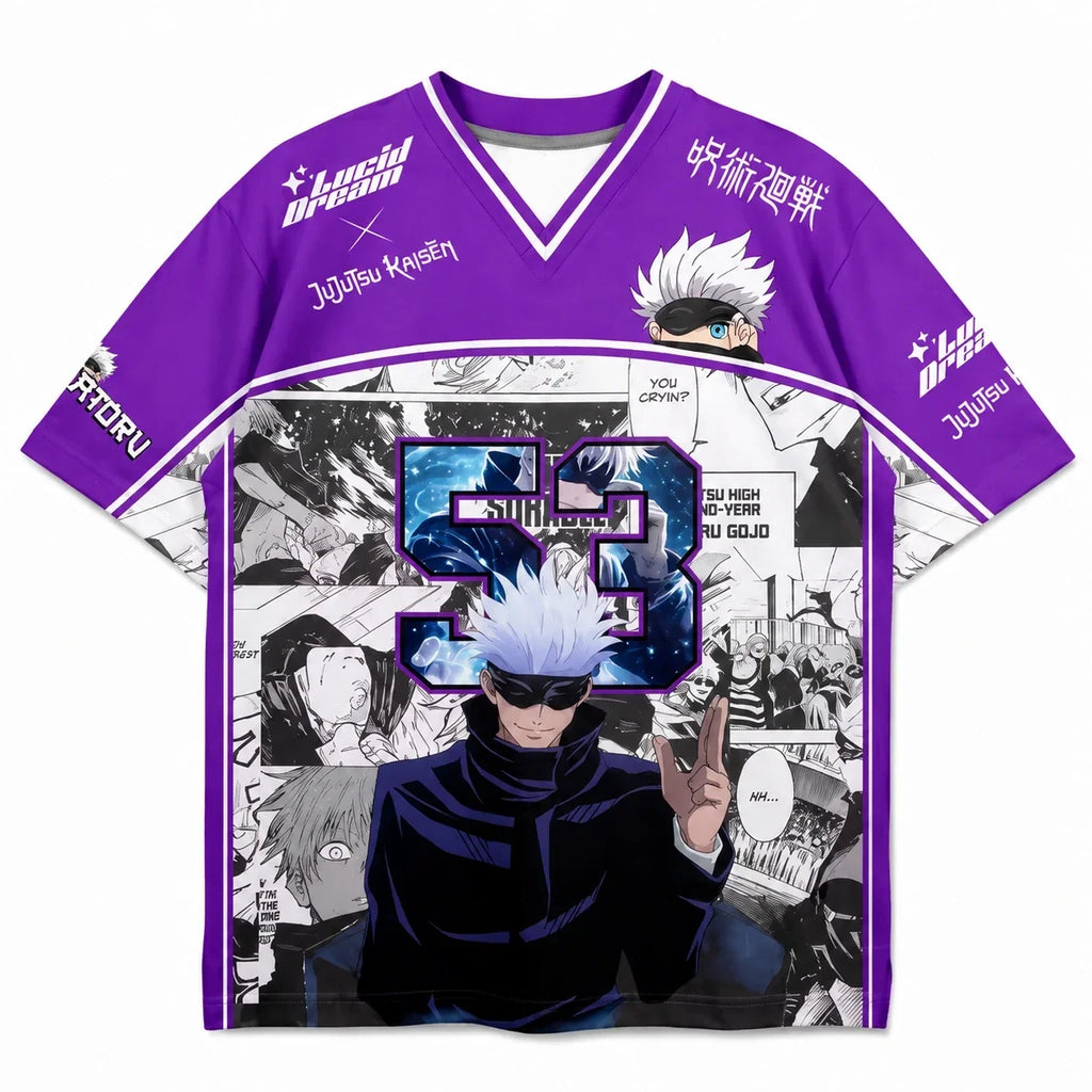 Satoru Gojo Purple Jersey – anime graphic jersey product image 1 | Moodixa™