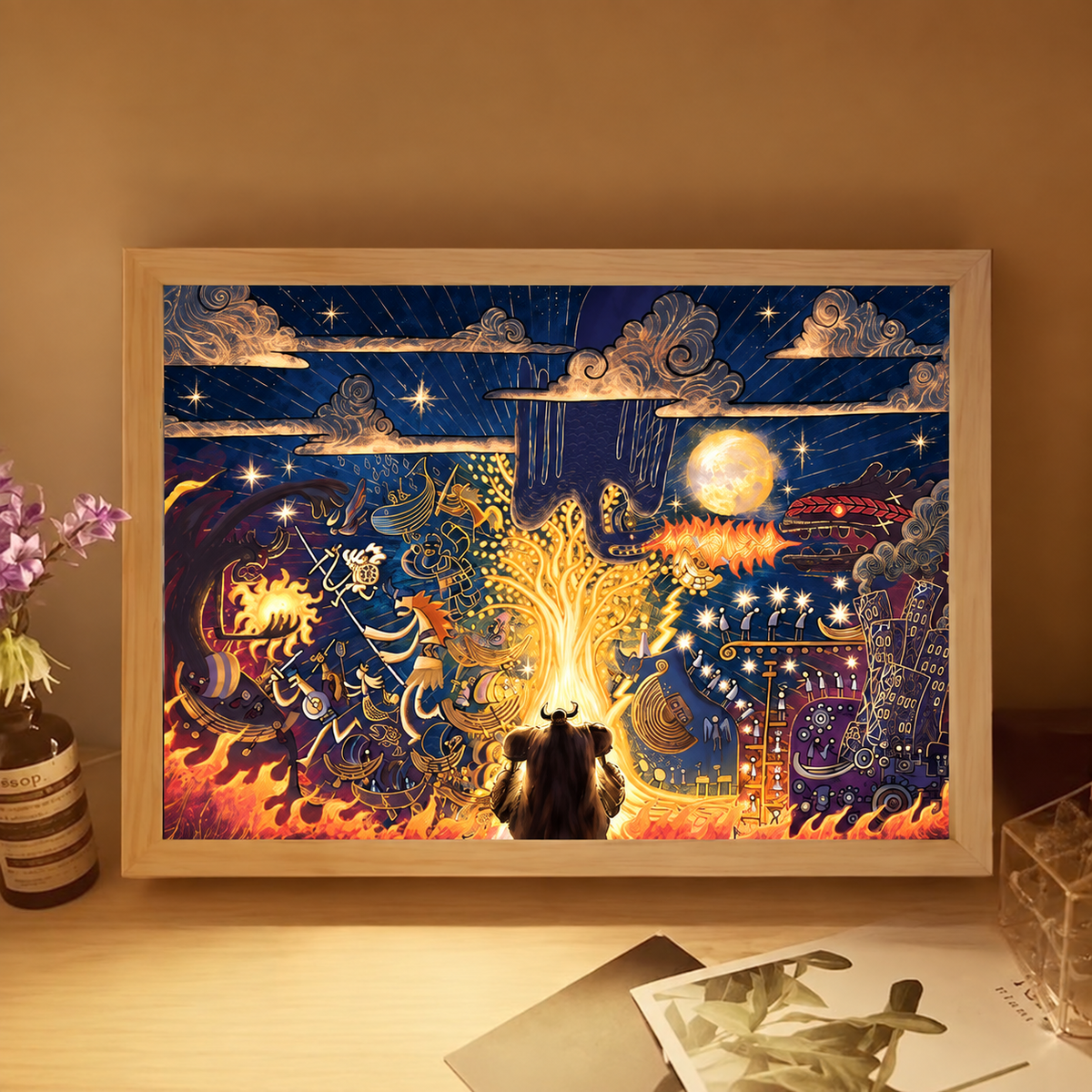 Final War Sketch Art LED Light Painting Night Light Lamp