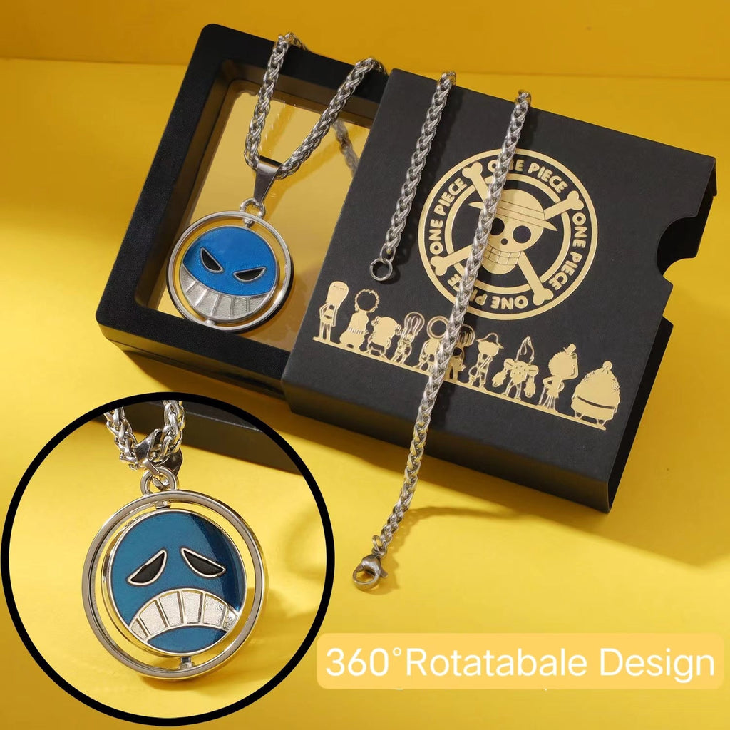 Luffy Law Zoro Ace 360° Rotatable Titanium Steel Necklace