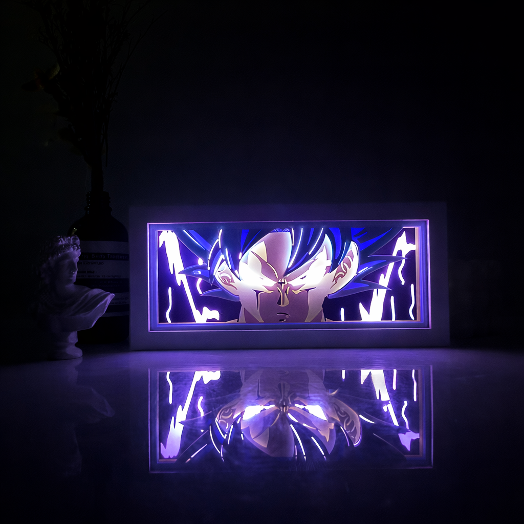 Dragon Ball Anime RGB LED Light Frame With Remote – Goku Super Saiyan Blue Lamp for Room & Gaming Setup 🔥