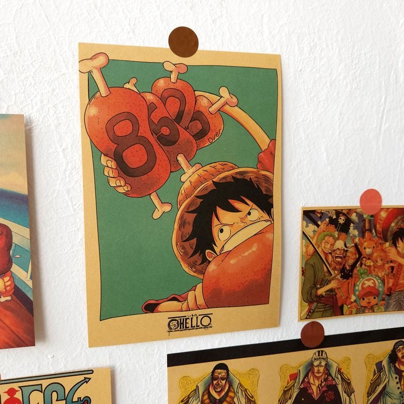 Vintage Kraft Paper Anime Posters Decorative Wall Art Set - 21 Pieces