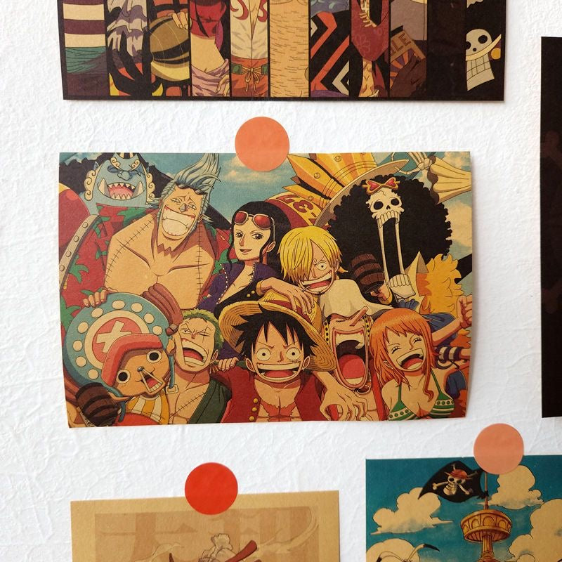 Vintage Kraft Paper Anime Posters Decorative Wall Art Set - 21 Pieces