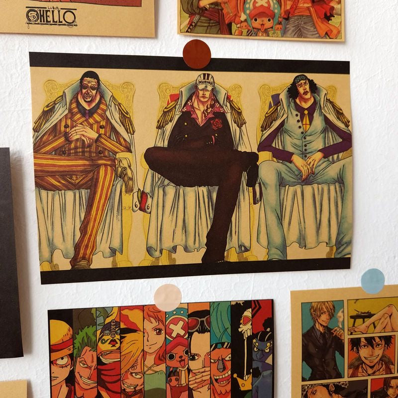 Vintage Kraft Paper Anime Posters Decorative Wall Art Set - 21 Pieces