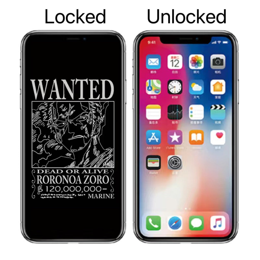 Straw Hat Pirates Wanted Poster iPhone AOD Tempered Glass Screen Protector