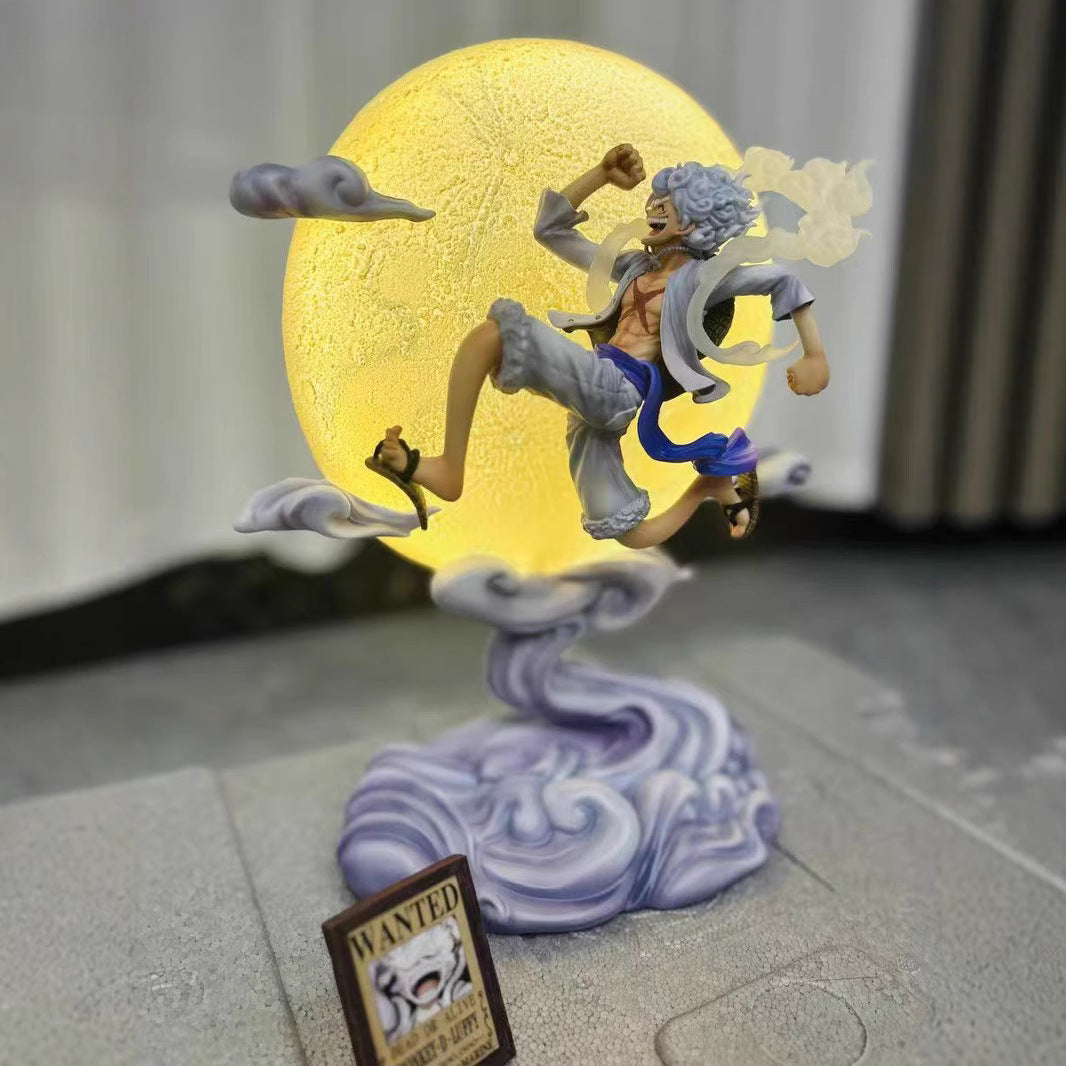 One Piece Gear 5 Nika Luffy Moon Light Figure – 28cm Anime LED Statue Decor 🌙