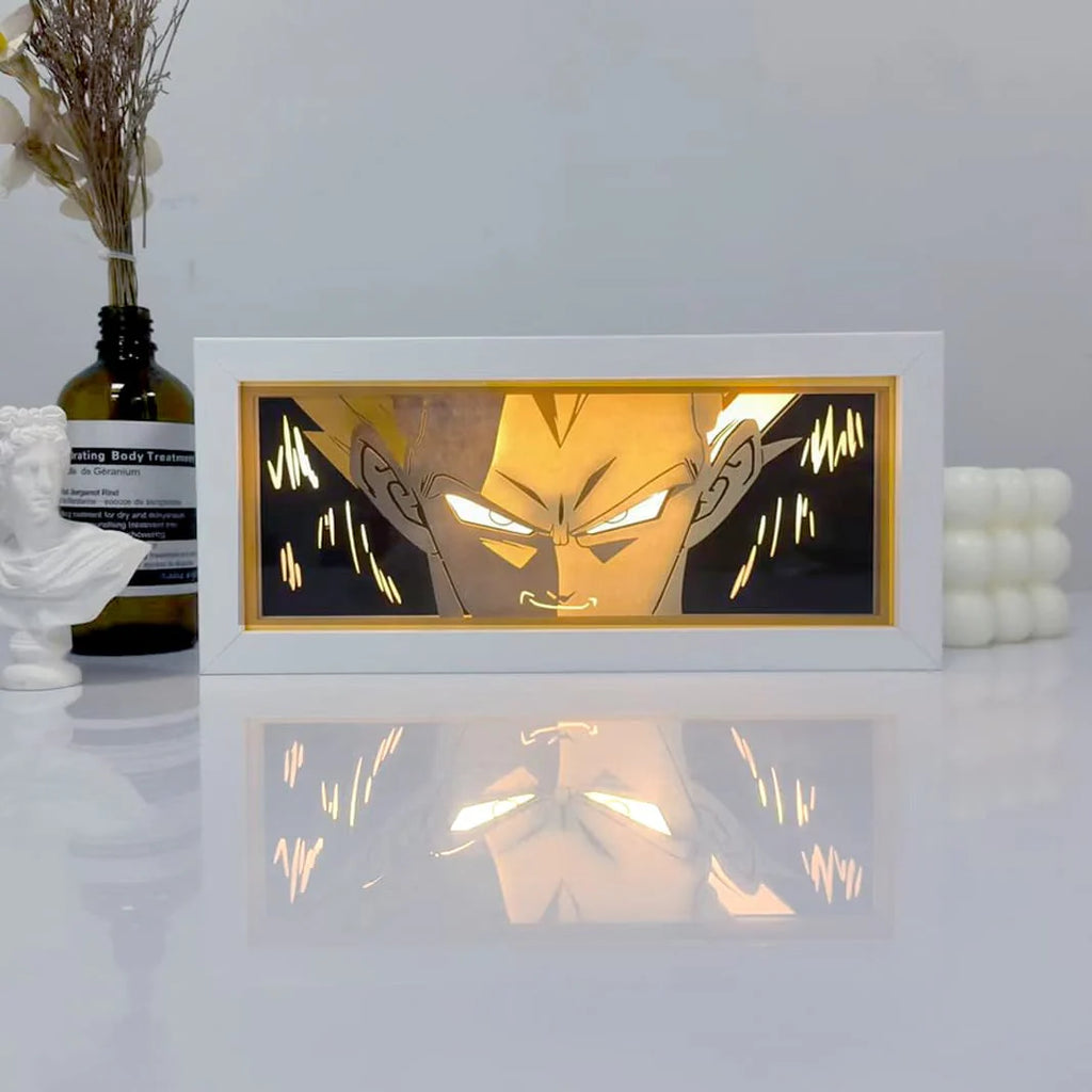 Dragon Ball Anime RGB LED Light Frame With Remote – Goku Super Saiyan Blue Lamp for Room & Gaming Setup 🔥
