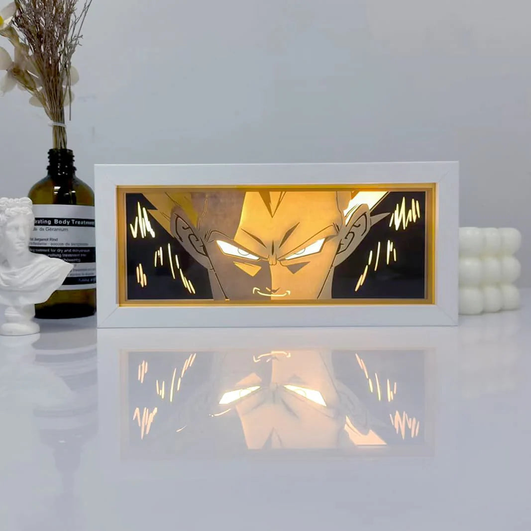 Dragon Ball Anime RGB LED Light Frame With Remote – Goku Super Saiyan Blue Lamp for Room & Gaming Setup 🔥