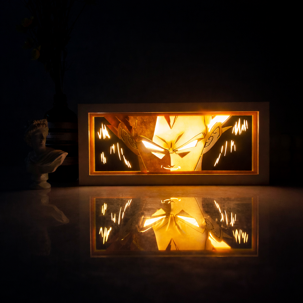 Dragon Ball Anime RGB LED Light Frame With Remote – Goku Super Saiyan Blue Lamp for Room & Gaming Setup 🔥