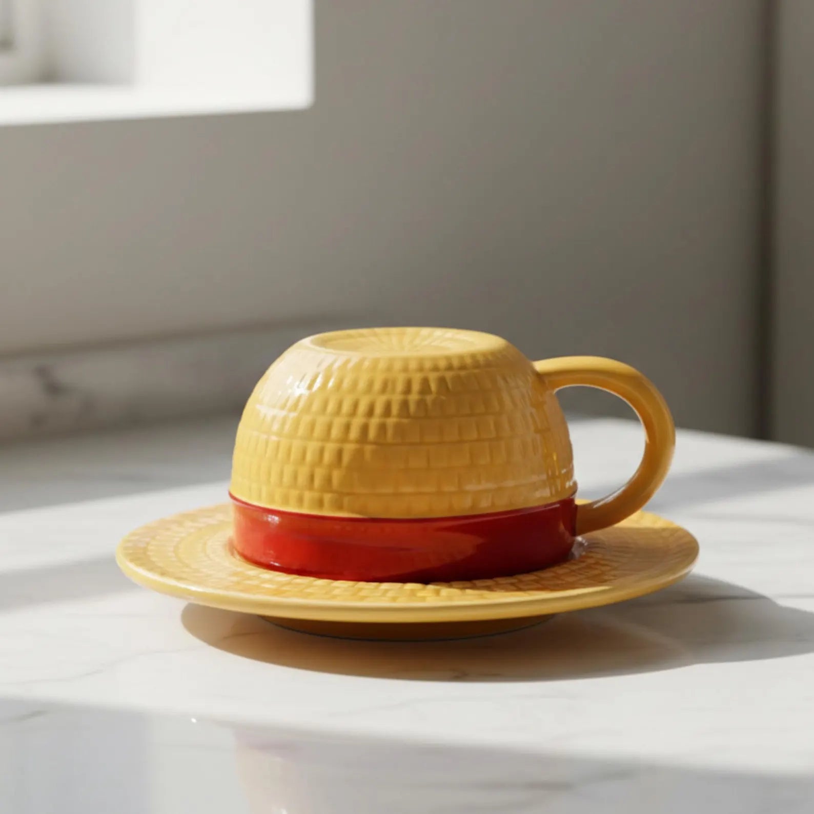 Anime Coffee Mug One Piece Inspired Character Design Straw Hat Cup Collector Item Display Shelf Decoration Manga Gift Brother Fan Favorite