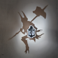 Fantasy warrior lantern shadow projection lamp with a huge armed horned silhouette on the wall and central black lantern design