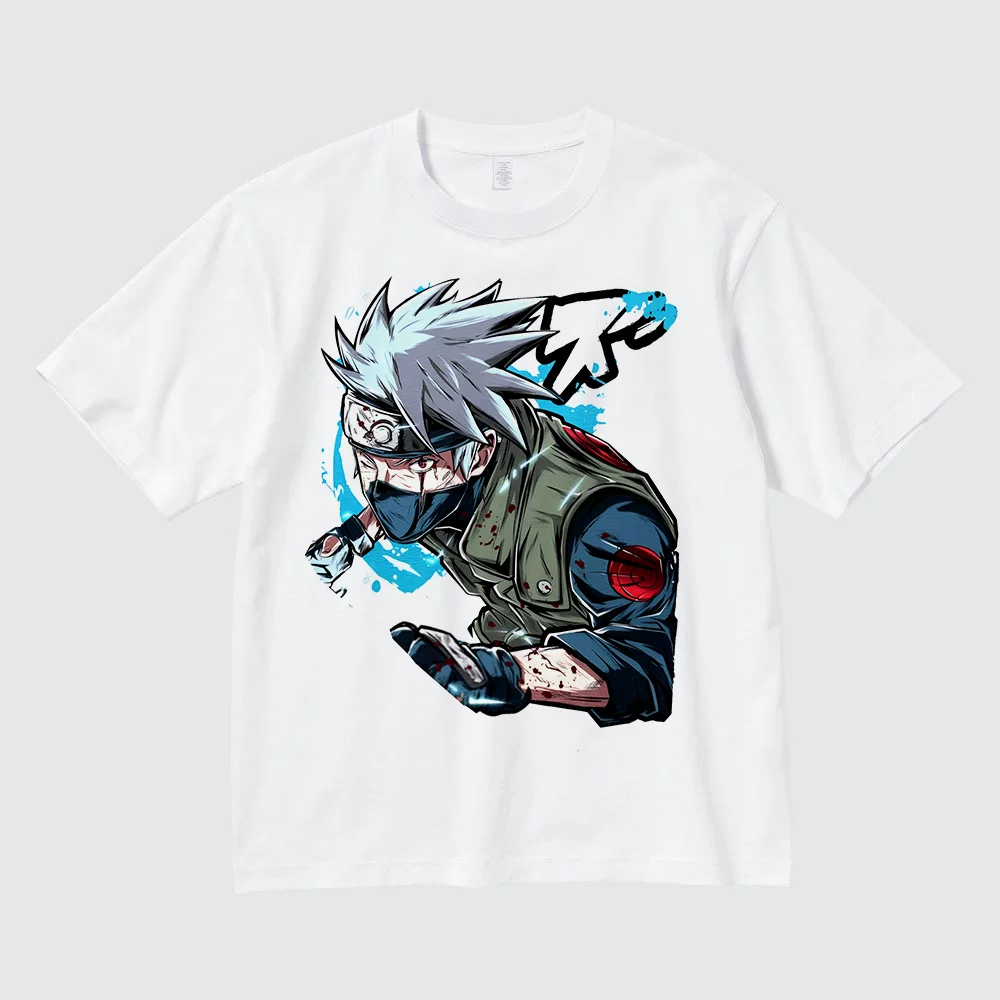 Kakashi Hatake Naruto graphic white cotton T-shirt flat front product image