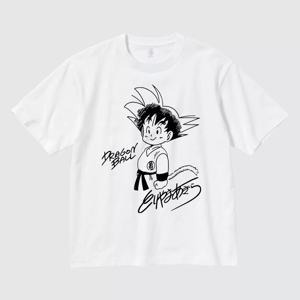 Standing Kid Goku classic white T-shirt flat product front view