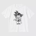 Kid Goku Dragon Ball white cotton anime graphic T-shirt, flat front product view