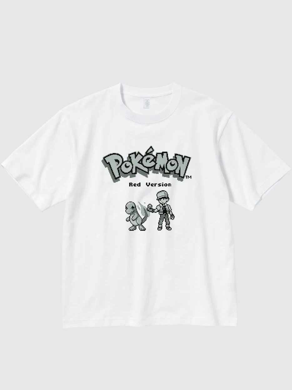 Pokémon Red Version pixel-art white graphic T-shirt flat front product view