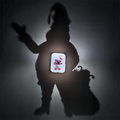 Santa Claus Christmas Shadow Lamp creating large Santa with sack wall silhouette and glowing Merry Christmas reindeer and gifts panel