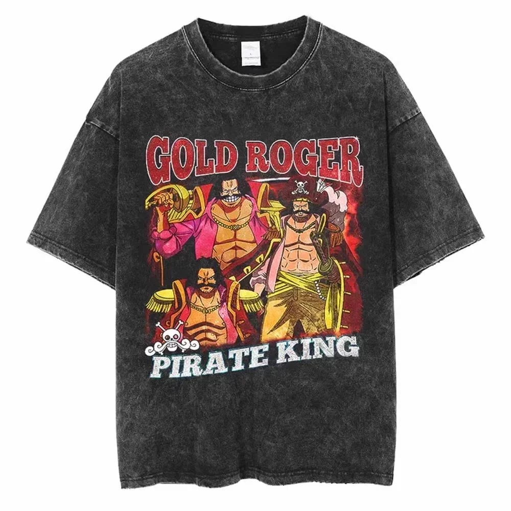 One Piece vintage washed black cotton T-shirt featuring Zoro Winter Coat Portrait graphic front print